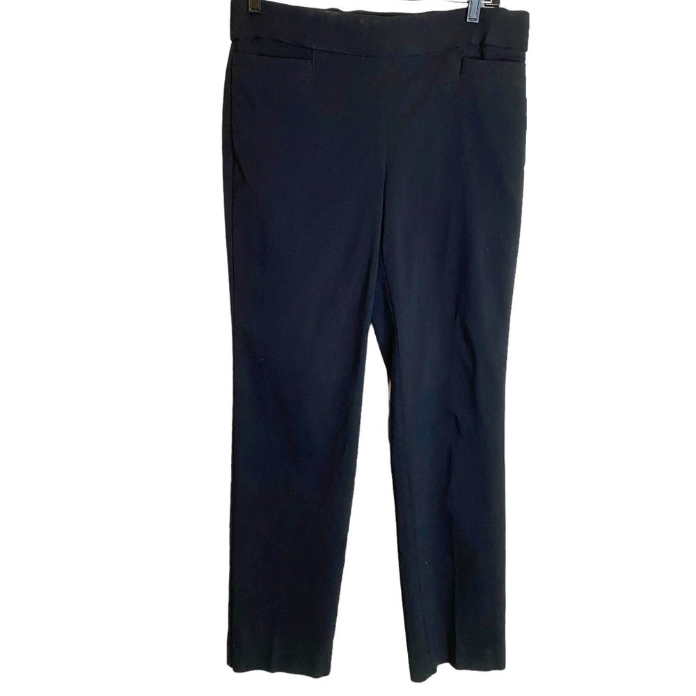 Liz Claiborne Career Pants Size 8 Black Stretch Straight Leg Pull On Office Work